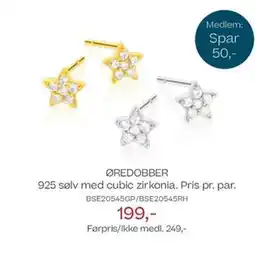 Bjørklund ØREDOBBER 925 sølv med cubic zirkonia. Pris pr. par. tilbud