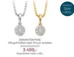 Bjørklund DIAMANTSMYKKE 375 gull 0,06ct w/p1. Pris pr. smykke. tilbud