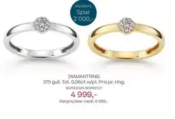 Bjørklund DIAMANTRING 375 gull. Tot. 0,06ct w/p1. Pris pr. ring. tilbud