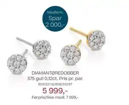 Bjørklund DIAMANTØREDOBBER 375 gull 0,12ct. Pris pr. par. tilbud