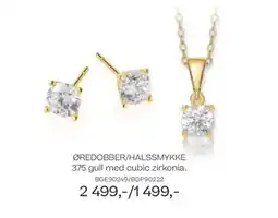Bjørklund ØREDOBBER/HALSSMYKKE 375 gull med cubic zirkonia. tilbud