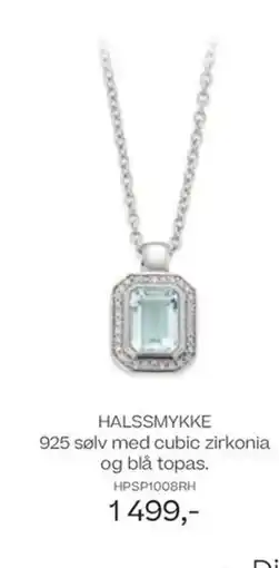Bjørklund HALSSMYKKE 925 sølv med cubic zirkonia og blå topas. tilbud