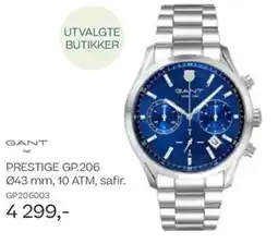 Bjørklund GANT PRESTIGE GP.206 043 mm, 10 ATM, safir. tilbud