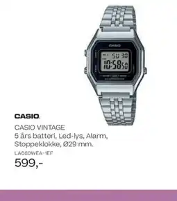 Bjørklund CASIO CASIO VINTAGE 5 års batteri, Led-lys, Alarm, Stoppeklokke, 029 mm. tilbud