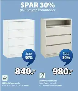JYSK SPAR 30% på utvalgte kommoder tilbud