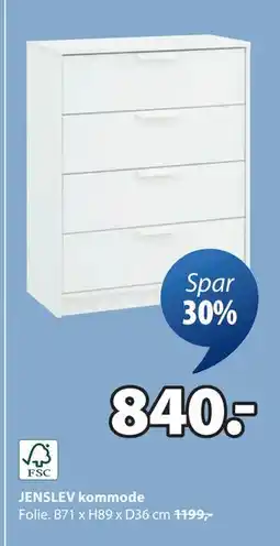 JYSK JENSLEV kommode, NOK 840 tilbud