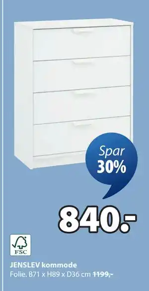 JYSK JENSLEV kommode, NOK 840 tilbud