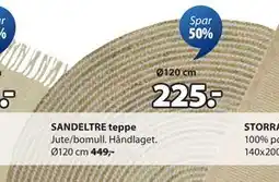 JYSK SANDELTRE teppe, NOK 225 tilbud
