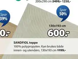 JYSK SANDFIOL teppe, NOK 600 tilbud