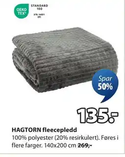 JYSK HAGTORN fleecepledd, NOK 135 tilbud