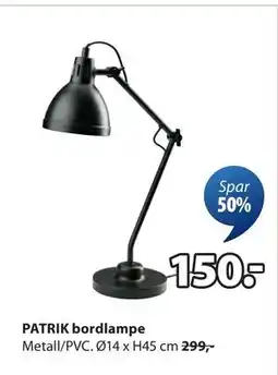 JYSK PATRIK bordlampe, NOK 150 tilbud