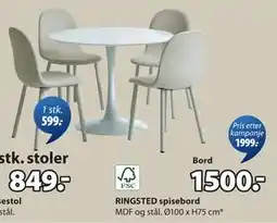 JYSK RINGSTED spisebord, NOK 1500 tilbud