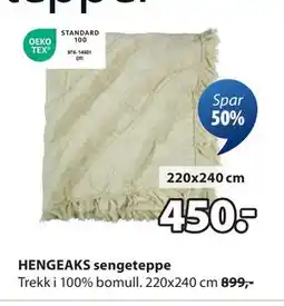 JYSK HENGEAKS sengeteppe, NOK 450 tilbud