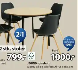 JYSK JEGIND spisebord, NOK 1000 tilbud