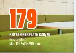 Obs Bygg KRYSSFINERPLATE K20/70, NOK 179 tilbud