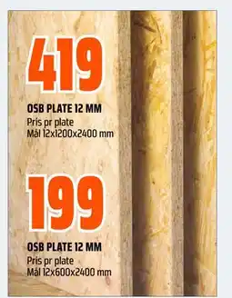 Obs Bygg OSB PLATE 12 MM tilbud