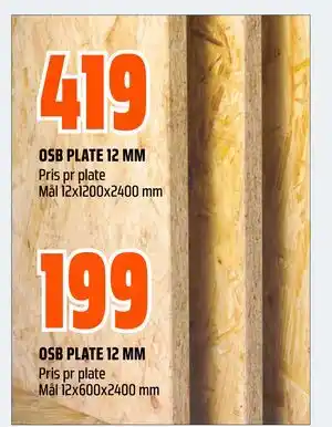 Obs Bygg OSB PLATE 12 MM tilbud