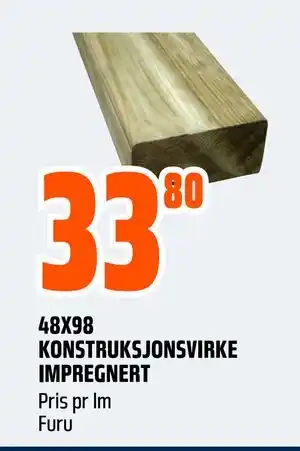 Obs Bygg 48X98 KONSTRUKSJONSVIRKE IMPREGNERT, NOK 33.8 tilbud