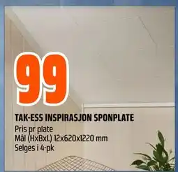 Obs Bygg TAK-ESS INSPIRASJON SPONPLATE, NOK 99 tilbud