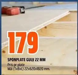 Obs Bygg SPONPLATE GULV 22 MM, NOK 179 tilbud