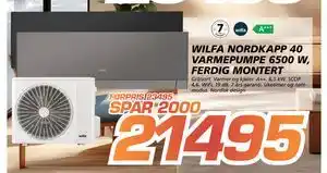 Coop Byggmix WILFA NORDKAPP 40 VARMEPUMPE 6500 W, FERDIG MONTERT, NOK 21495 tilbud