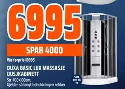 Obs Bygg DUXA BASIC LUX MASSASJE DUSJKABINETT, NOK 6995 tilbud