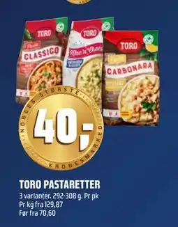 Coop Obs TORO PASTARETTER, NOK 40 tilbud