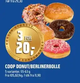Coop Obs COOP DONUT/BERLINERBOLLE, NOK 20 tilbud