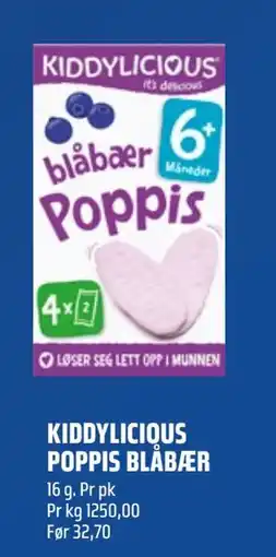 Coop Obs KIDDYLICIOUS POPPIS BLÅBÆR, NOK 20 tilbud