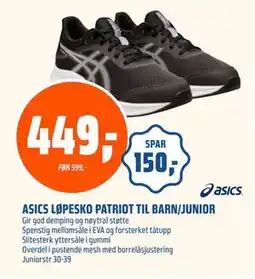 Coop Obs ASICS LØPESKO PATRIOT TIL BARN/JUNIOR, NOK 449 tilbud