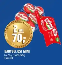 Coop Obs BABYBEL OST MINI, NOK 70 tilbud