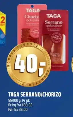 Coop Obs TAGA SERRANO/CHORIZO, NOK 40 tilbud