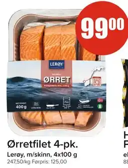 Spar Lerøy, m/skinn, 4x100 g, NOK 99 tilbud