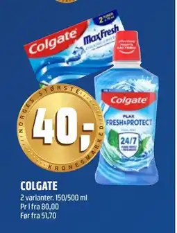 Coop Obs COLGATE, NOK 40 tilbud