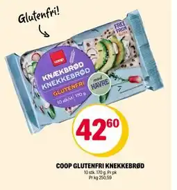 Coop Extra COOP GLUTENFRI KNEKKEBRØD, NOK 42.6 tilbud