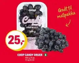 Coop Extra COOP CANDY DRUER, NOK 25 tilbud