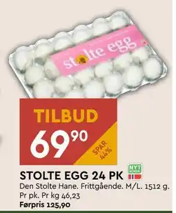 Coop Mega STOLTE EGG 24 PK, NOK 69.9 tilbud
