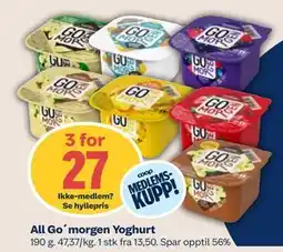 Coop Mega All Go´morgen Yoghurt, Medlemspris tilbud