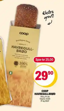 Coop Extra COOP HAVREGULLBRØD, NOK 29.9 tilbud