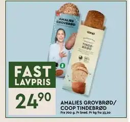 Coop Mega AMALIES GROVBRØD/ COOP TINDEBRØD, NOK 24.9 tilbud