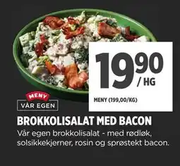 Meny BROKKOLISALAT MED BACON, NOK 19.9 tilbud