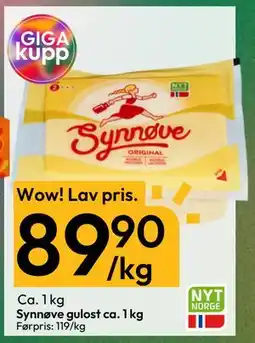 Gigaboks Synnøve gulost Ca. 1 kg, NOK 89.9 tilbud