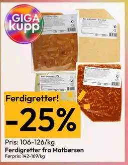 Ferdigretter fra Matbørsen