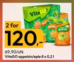 Gigaboks VitaGO appelsin/eple 8 x 0,2 l, NOK 120 tilbud
