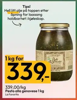 Gigaboks Pesto alla genovese 1 kg, NOK 339 tilbud