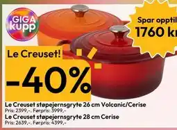 Gigaboks Le Creuset støpejernsgryte 28 cm Cerise, NOK 2639 tilbud