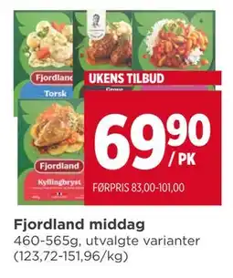 Meny Fjordland middag, NOK 69.9 tilbud
