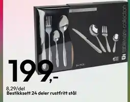 Gigaboks Bestikksett 24 deler rustfritt stål, NOK 199 tilbud