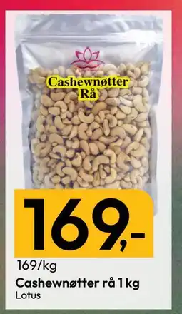 Gigaboks Cashewnøtter rå 1 kg, NOK 169 tilbud
