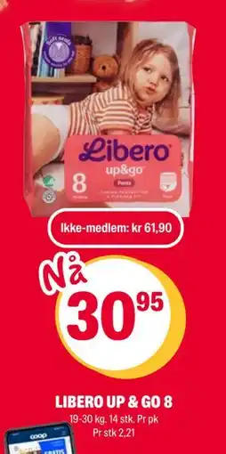 Coop Extra LIBERO UP & GO 8, NOK 61.9, Medlemspris tilbud